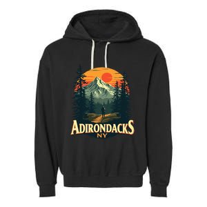 Adirondacks Ny Hiking Mountains Nature Lovers Design Garment-Dyed Fleece Hoodie