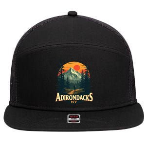 Adirondacks Ny Hiking Mountains Nature Lovers Design 7 Panel Mesh Trucker Snapback Hat