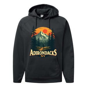 Adirondacks Ny Hiking Mountains Nature Lovers Design Performance Fleece Hoodie