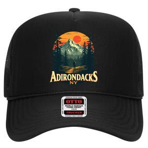 Adirondacks Ny Hiking Mountains Nature Lovers Design High Crown Mesh Back Trucker Hat