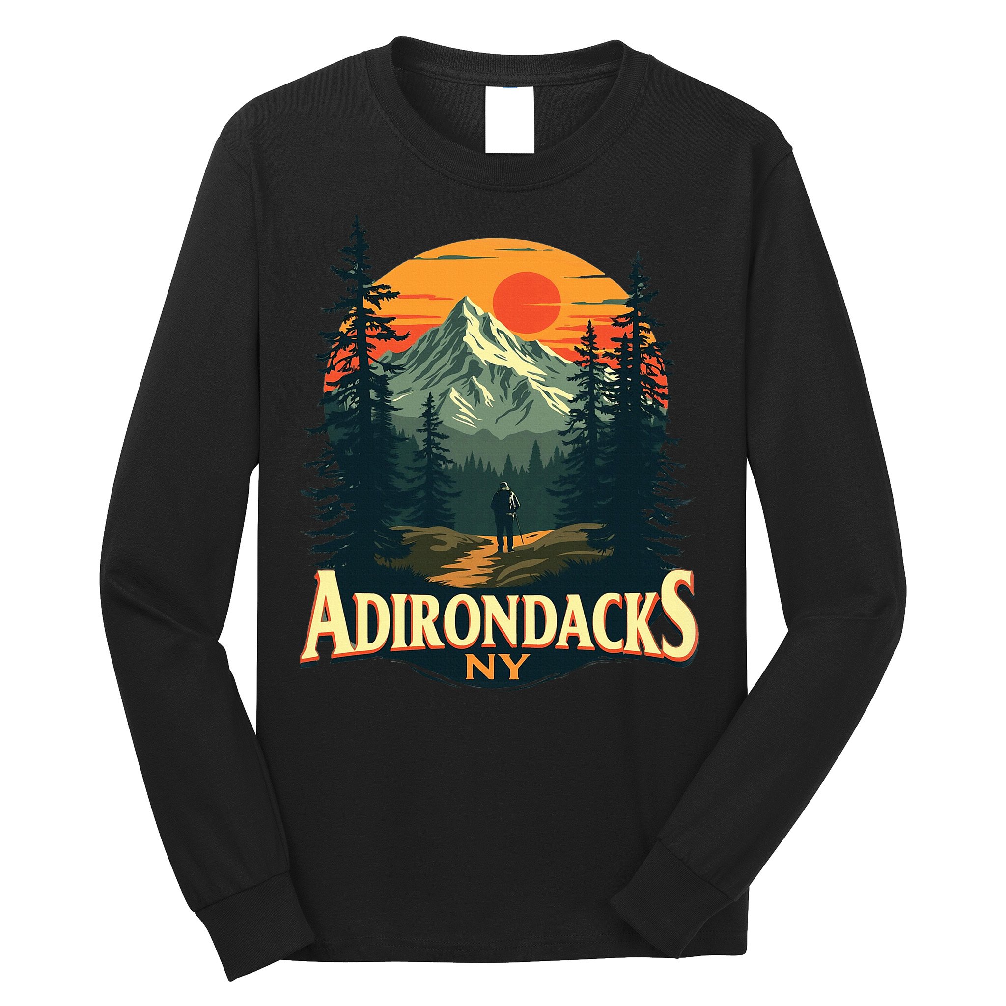 Adirondacks Ny Hiking Mountains Nature Lovers Design Long Sleeve Shirt