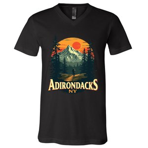 Adirondacks Ny Hiking Mountains Nature Lovers Design V-Neck T-Shirt