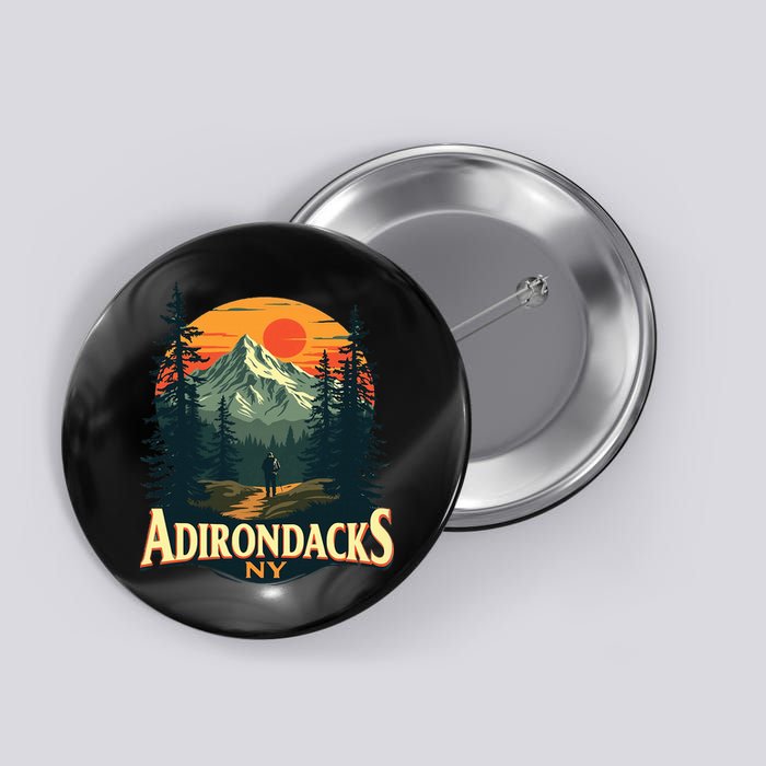 Adirondacks Ny Hiking Mountains Nature Lovers Design Button