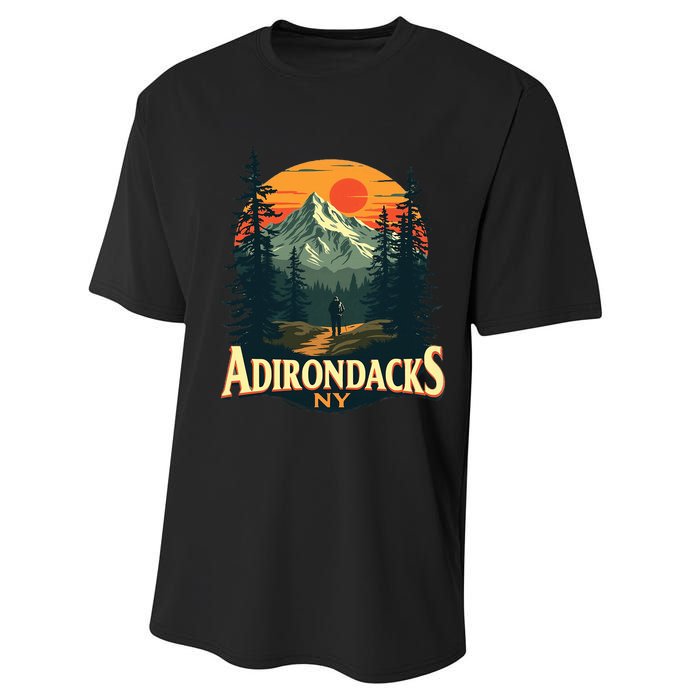 Adirondacks Ny Hiking Mountains Nature Lovers Design Performance Sprint T-Shirt