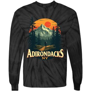 Adirondacks Ny Hiking Mountains Nature Lovers Design Tie-Dye Long Sleeve Shirt