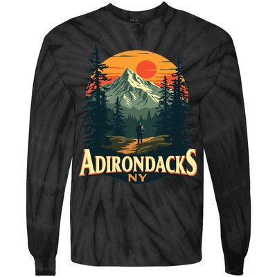 Adirondacks Ny Hiking Mountains Nature Lovers Design Tie-Dye Long Sleeve Shirt