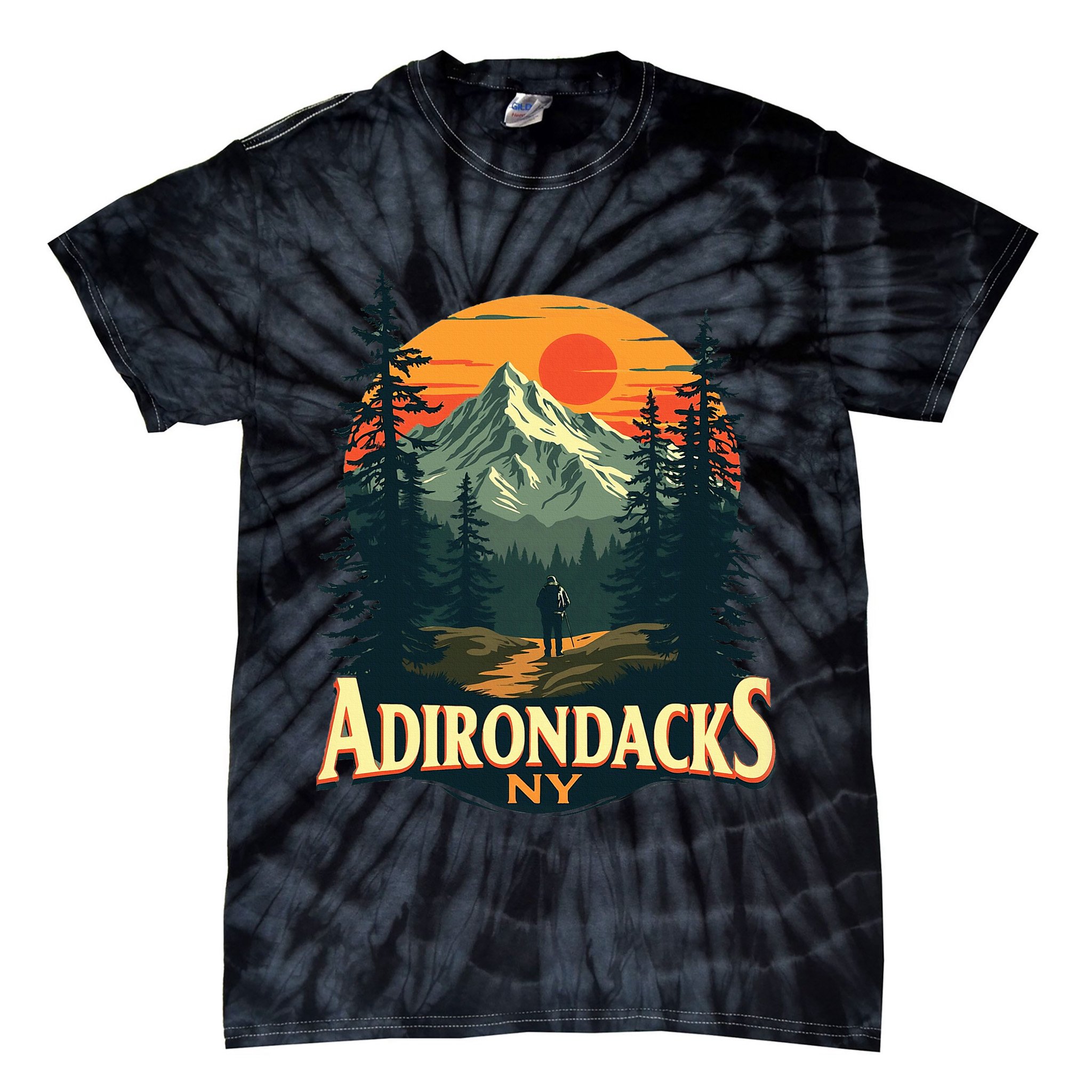Adirondacks Ny Hiking Mountains Nature Lovers Design Tie-Dye T-Shirt