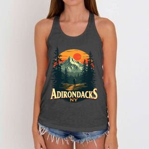 Adirondacks Ny Hiking Mountains Nature Lovers Design Women's Knotted Racerback Tank