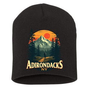 Adirondacks Ny Hiking Mountains Nature Lovers Design Short Acrylic Beanie