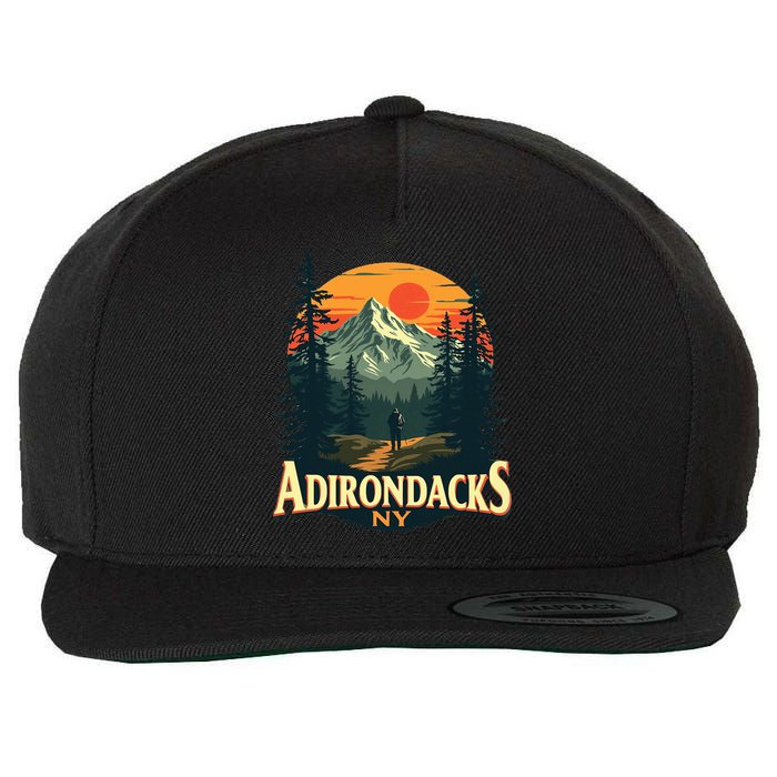 Adirondacks Ny Hiking Mountains Nature Lovers Design Wool Snapback Cap