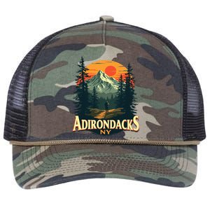 Adirondacks Ny Hiking Mountains Nature Lovers Design Retro Rope Trucker Hat Cap