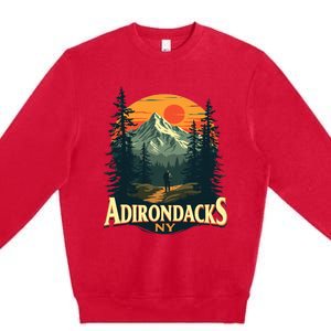 Adirondacks Ny Hiking Mountains Nature Lovers Design Premium Crewneck Sweatshirt