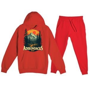 Adirondacks Ny Hiking Mountains Nature Lovers Design Premium Hooded Sweatsuit Set