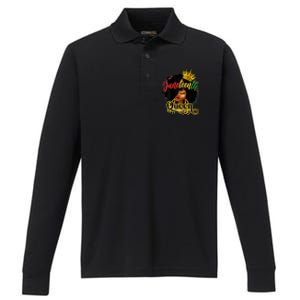 Afro Natural Hair Juneteenth Queen African American Performance Long Sleeve Polo