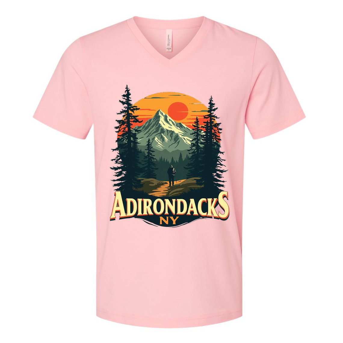 Adirondacks Ny Hiking Mountains Nature Lovers V-Neck T-Shirt