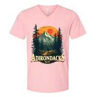 Adirondacks Ny Hiking Mountains Nature Lovers V-Neck T-Shirt