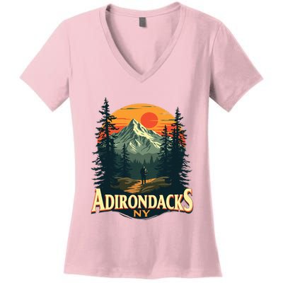 Adirondacks Ny Hiking Mountains Nature Lovers Women's V-Neck T-Shirt