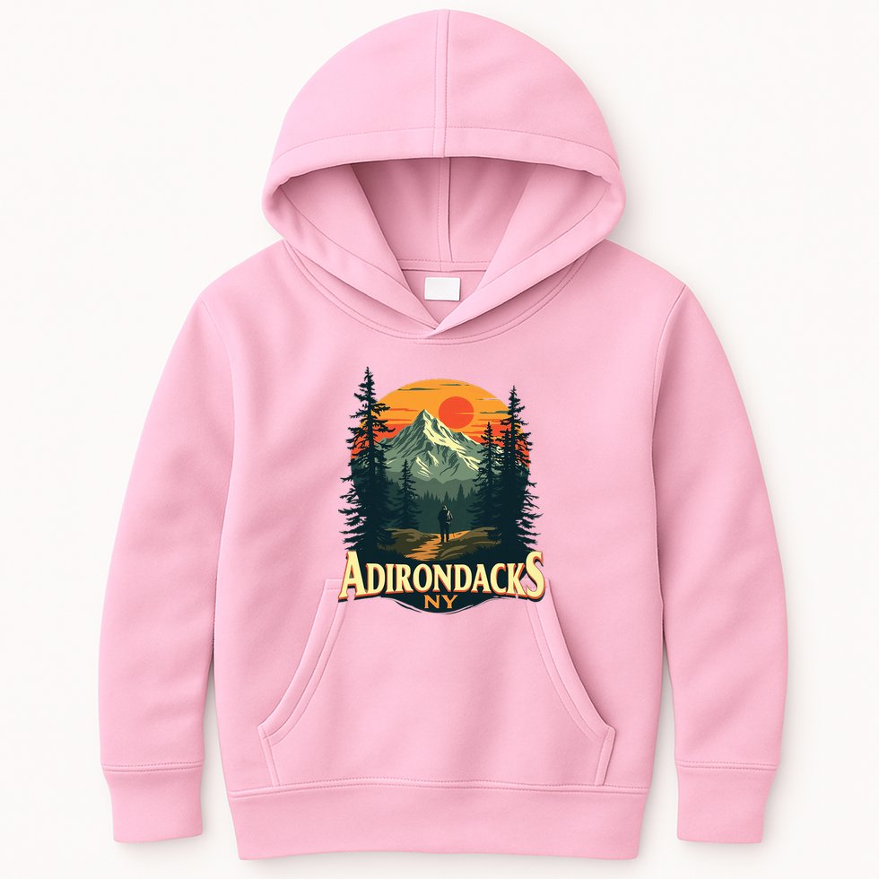 Adirondacks Ny Hiking Mountains Nature Lovers Kids Hoodie