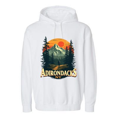 Adirondacks Ny Hiking Mountains Nature Lovers Garment-Dyed Fleece Hoodie