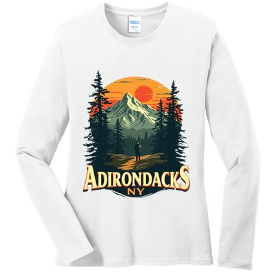 Adirondacks Ny Hiking Mountains Nature Lovers Ladies Long Sleeve Shirt