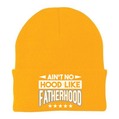 Aint No Hood Like Fatherhood Father Gift Knit Cap Winter Beanie