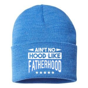 Aint No Hood Like Fatherhood Father Gift Sustainable Knit Beanie