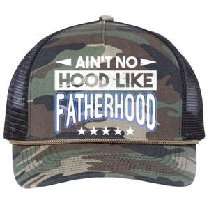 Aint No Hood Like Fatherhood Father Gift Retro Rope Trucker Hat Cap