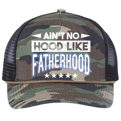 Aint No Hood Like Fatherhood Father Gift Retro Rope Trucker Hat Cap