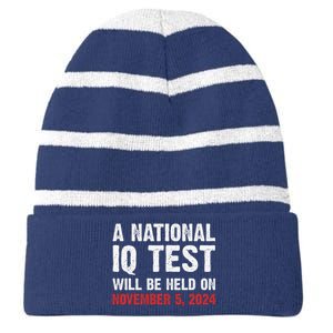 A National Iq Test Will Be Held On Nov 52024 Striped Beanie with Solid Band