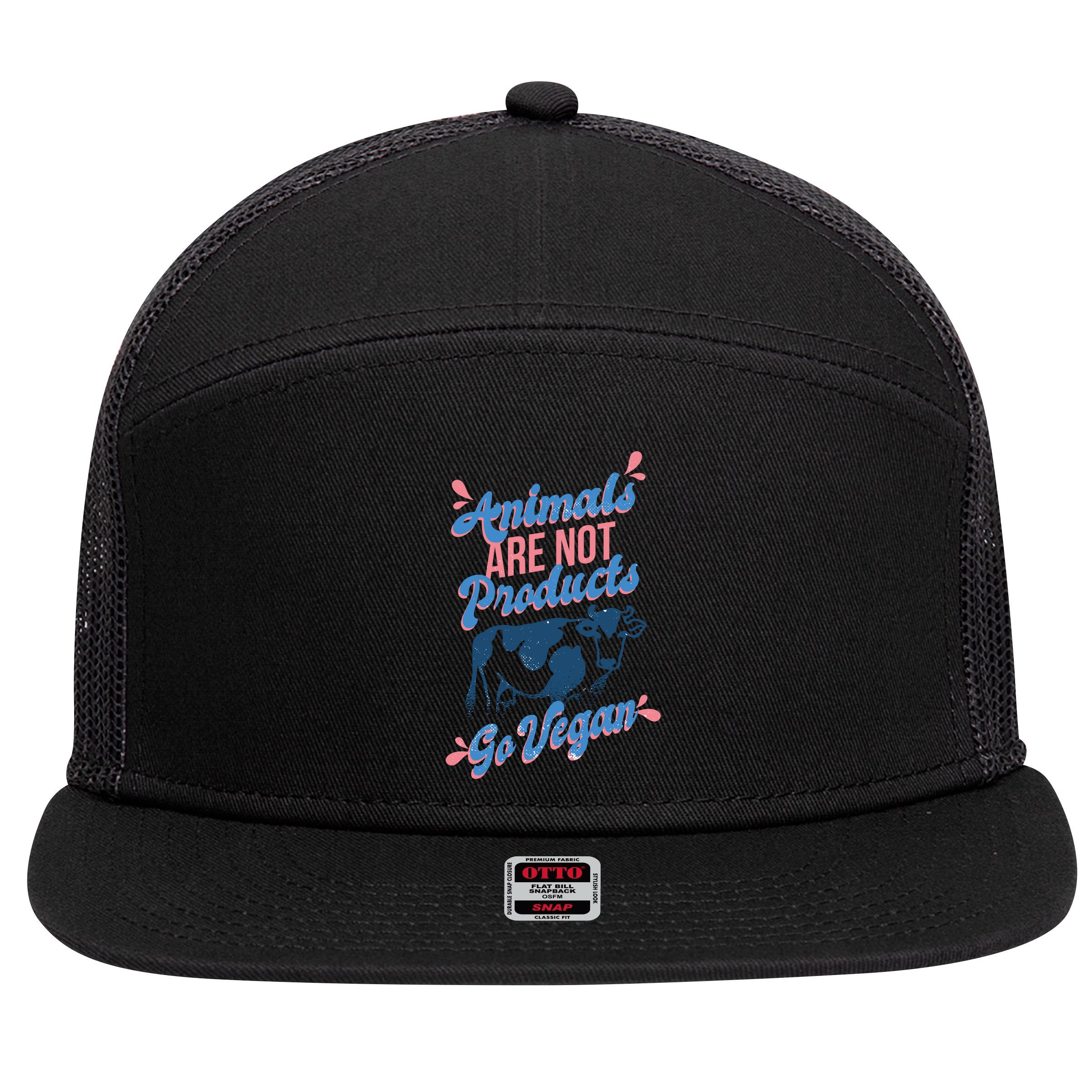 Animals Are Not Products 7 Panel Mesh Trucker Snapback Hat