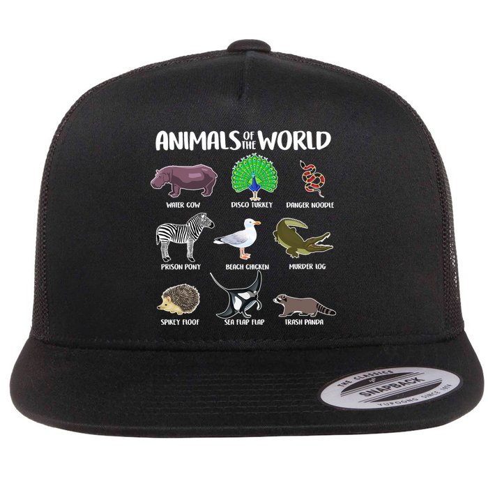 Animals Of The World Flat Bill Trucker Hat