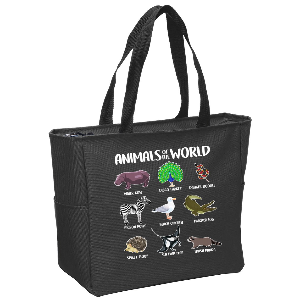 Animals Of The World Zip Tote Bag