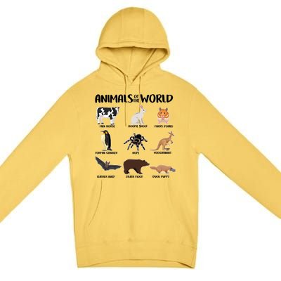 Animals Of The World Funny Names Premium Pullover Hoodie