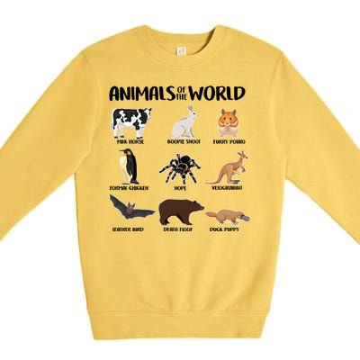 Animals Of The World Funny Names Premium Crewneck Sweatshirt