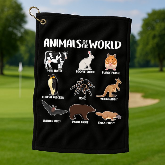 Animals Of The World Funny Names Golf Towel
