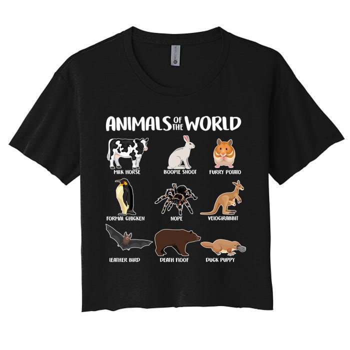 Animals Of The World Funny Names Women's Crop Top Tee