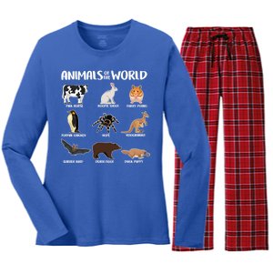 Animals Of The World Funny Names Women's Long Sleeve Flannel Pajama Set 