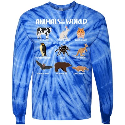 Animals Of The World Funny Names Tie-Dye Long Sleeve Shirt