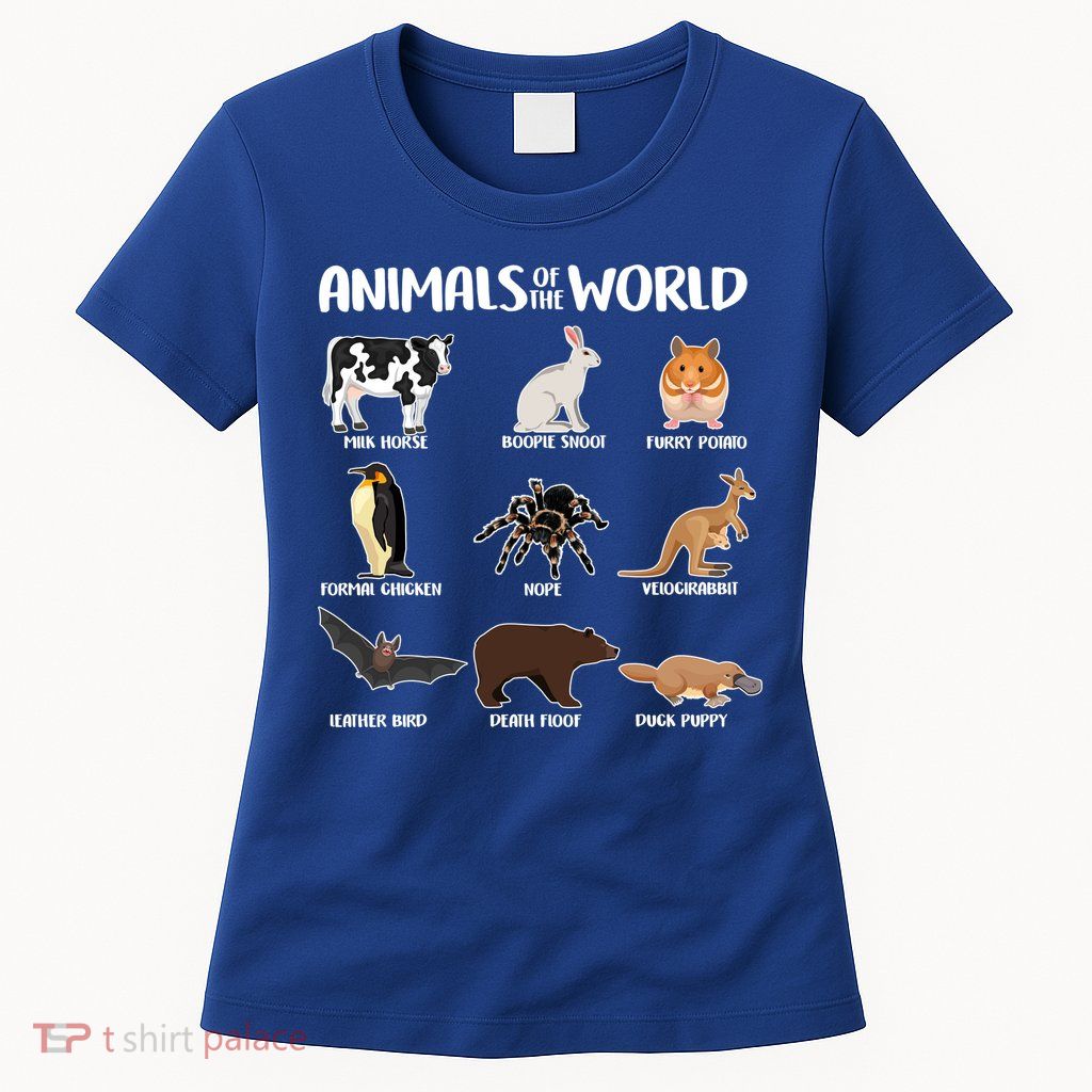 Animals Of The World Funny Names Womens T-Shirt