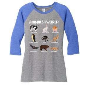 Animals Of The World Funny Names Women's Tri-Blend 3/4-Sleeve Raglan Shirt