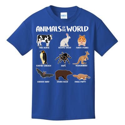 Animals Of The World Funny Names Kids T-Shirt