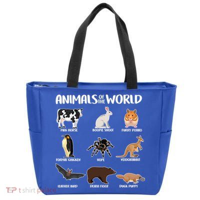 Animals Of The World Funny Names Zip Tote Bag