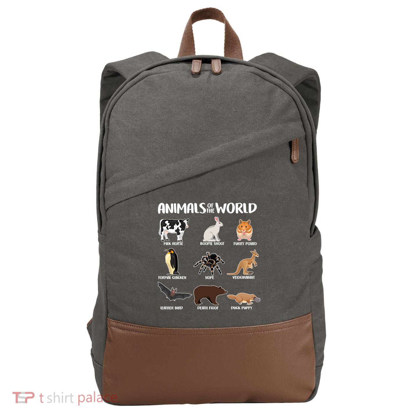 Animals Of The World Funny Names Cotton Canvas Backpack
