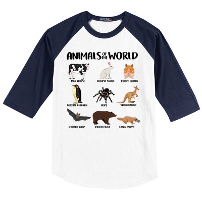 Animals Of The World Funny Names Baseball Sleeve Shirt