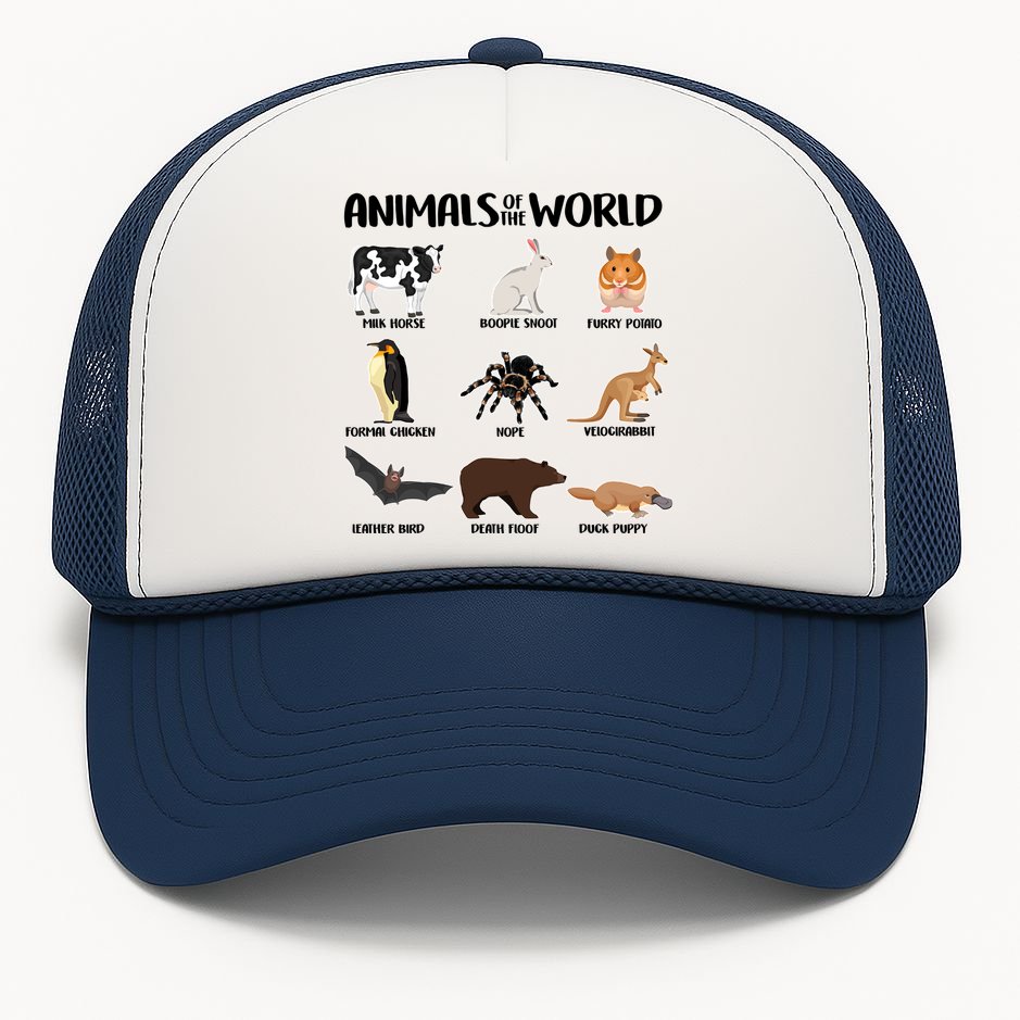 Animals Of The World Funny Names Trucker Hat TeeShirtPalace