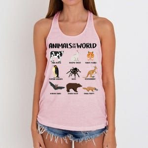 Animals Of The World Funny Names Women's Knotted Racerback Tank