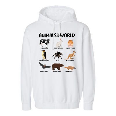 Animals Of The World Funny Names Garment-Dyed Fleece Hoodie