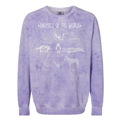 Animals Of the World Funny Wildlife Colorblast Crewneck Sweatshirt