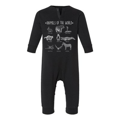 Animals Of the World Funny Wildlife Infant Fleece One Piece