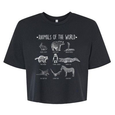 Animals Of the World Funny Wildlife Bella+Canvas Jersey Crop Tee